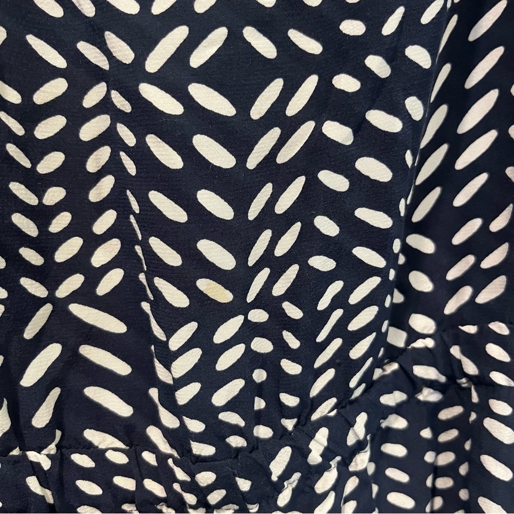 LOFT Navy Blue, White Modern Pattern Relaxed Fit Thin Strap Jumpsuit Size Medium - Picture 10 of 10